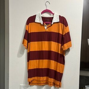 Old Navy Brown and Orange Polo Shirt Classic Stripes